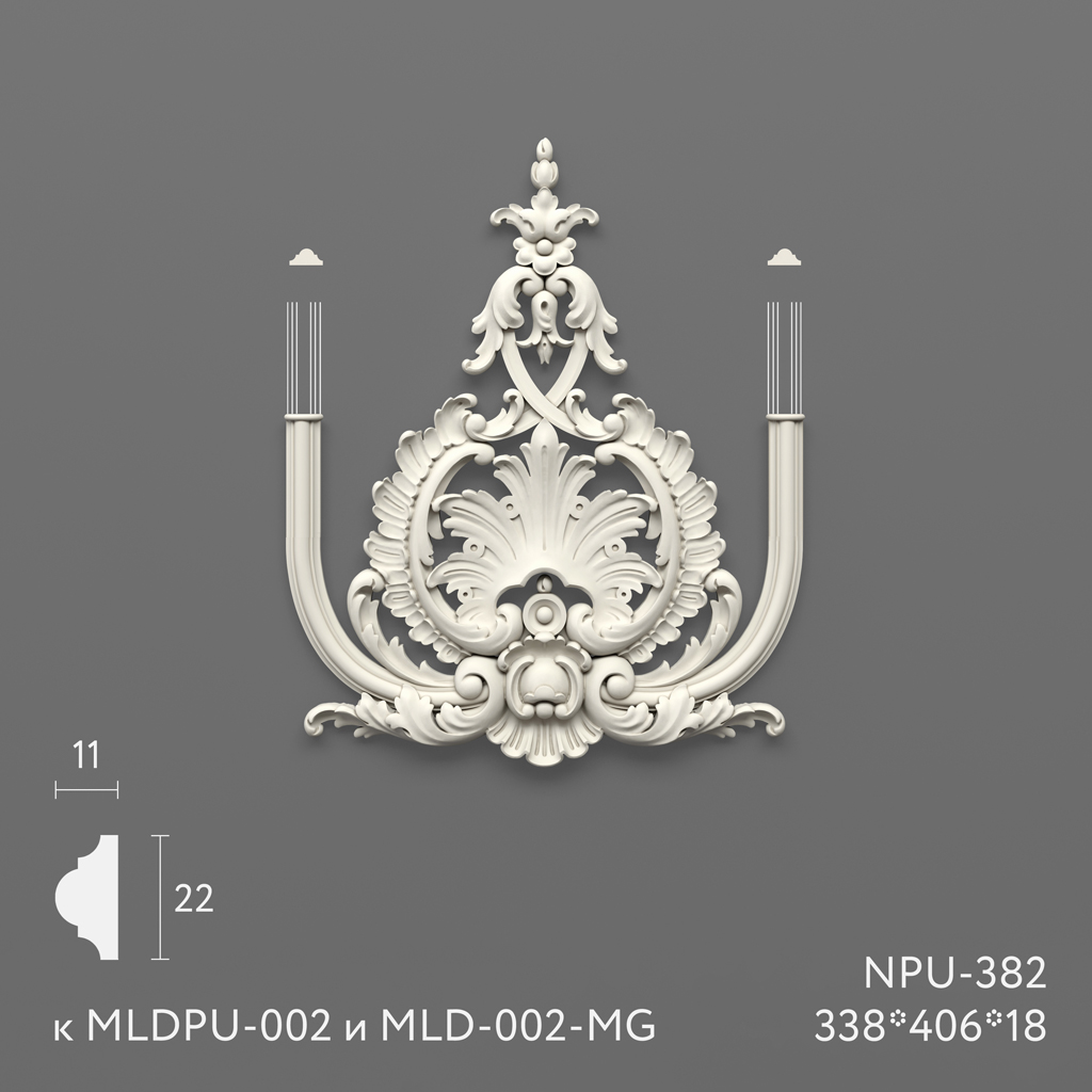 Light polyurethane applique for ceiling decoration NPU-382