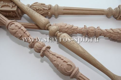 Carved balusters for staircases in Omsk. Photo