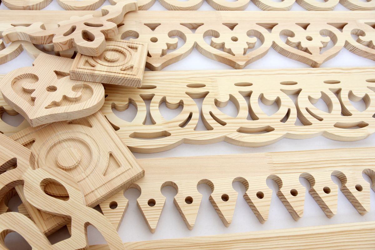 Carved wooden casings designed for decorating window and door openings
