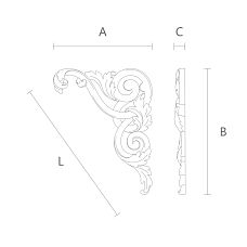 Wooden overlay with carved pattern N-322R drawing