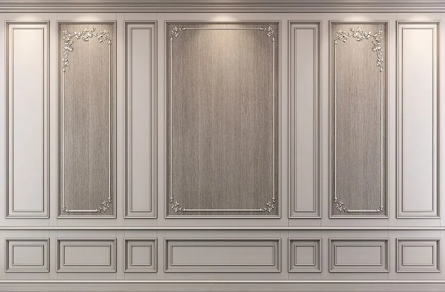 Luxurious boiserie INT-047 with carved elements and classic decor