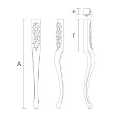 Drawing of carved leg for bar stools, bar counters