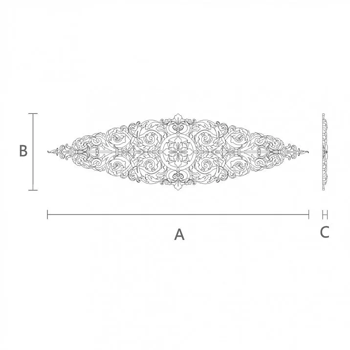 Wooden decor with geometric pattern carving drawing