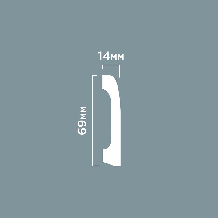 Floor skirting B70V2 from polystyrene HI WOOD, height 69 mm, thickness 14 mm &mdash; diagram