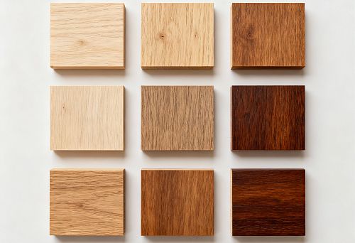 Wood samples in various shades &mdash; a working palette for Russian-style interiors without excessive ethnographic decoration
