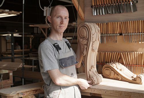 Hand-carved wooden elements for interior decoration