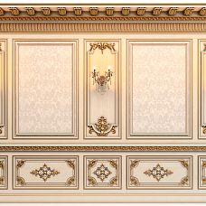 Резная накладка N-154.1 из массива дерева на стенах интерьерное фото