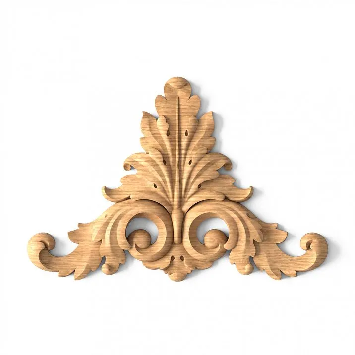 Wooden decorative element with carved floral design
