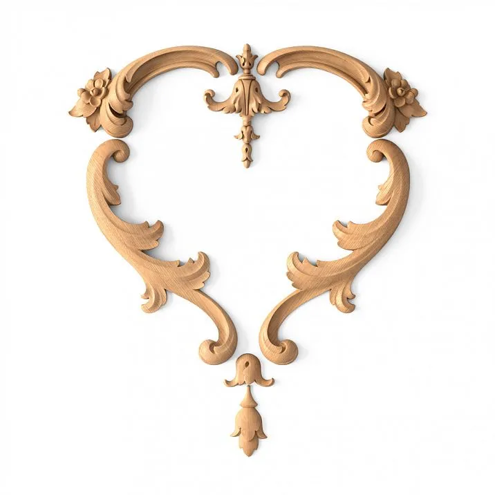 Комплект декора C-032 из дерева с цветочным орнаментом