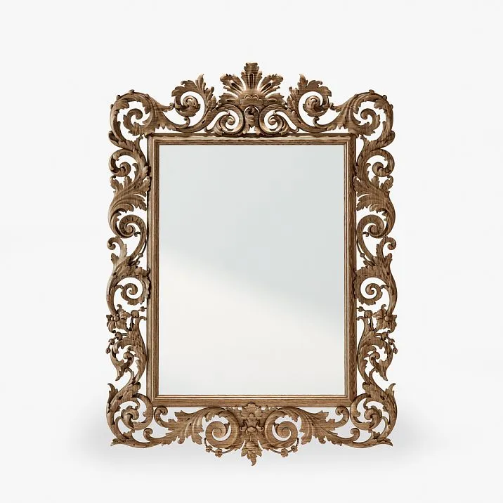 Carved mirror in wooden frame in classic style