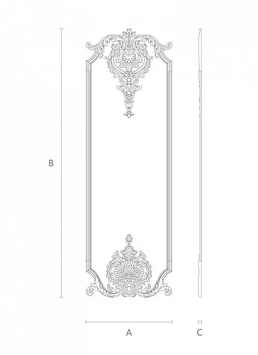 Комплект декора C-006-1-1 из дерева с резным цветочным узором схема
