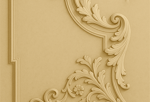 Потолочная лепнина с цветочным орнаментом в классическом стиле