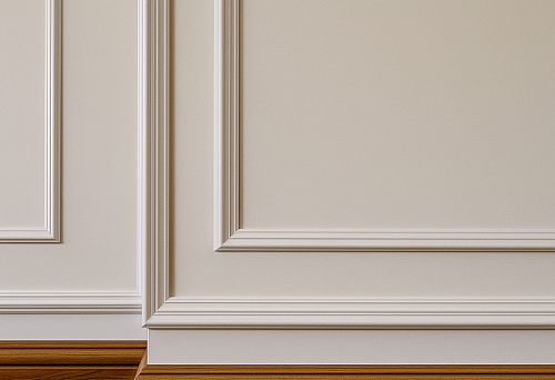 Interior with Polyurethane Moldings and Solid Wood Baseboard