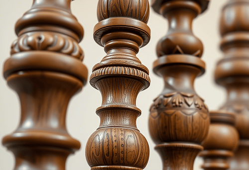 Variety of Carved Wooden Balusters in Detail