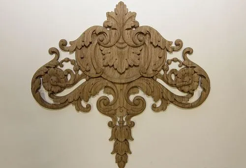 Carved wooden element on interior wall