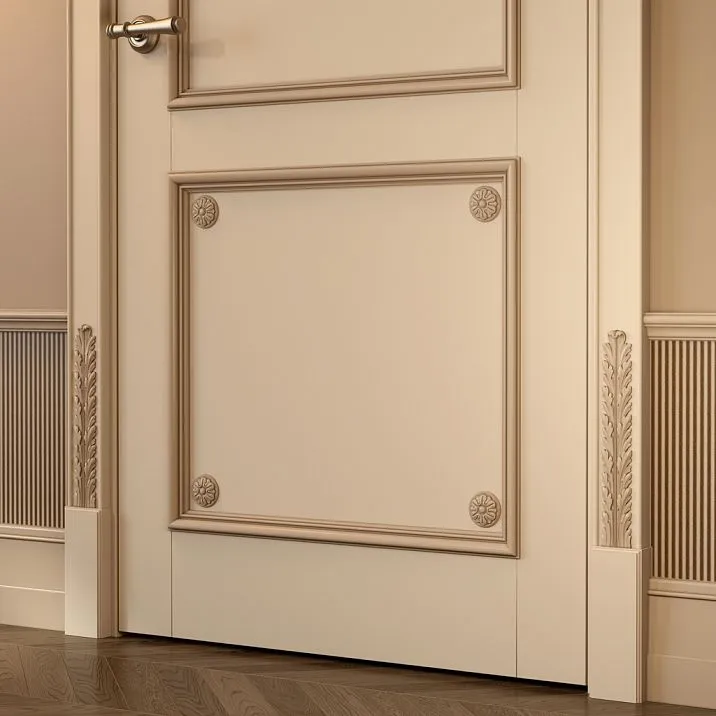 Дверь украшенная деревянным декором, деревянная розетка R-027