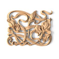 Floral Pattern on Carved Wooden Overlay N-275R