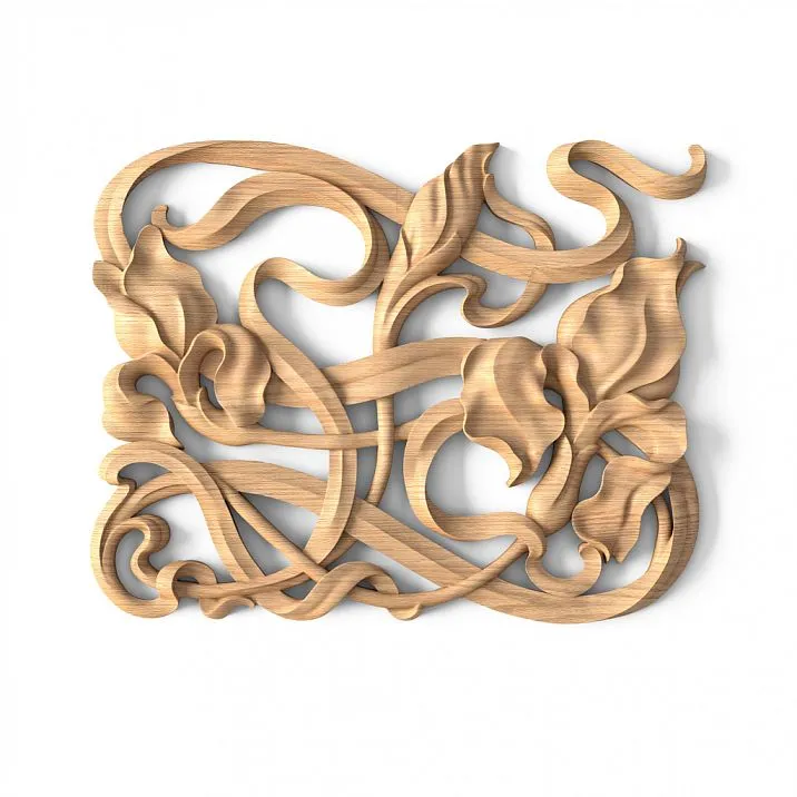 Floral Pattern on Carved Wooden Overlay N-275R