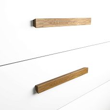 Wooden furniture handles on the facade