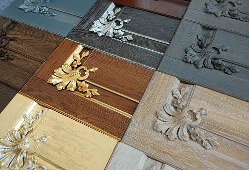 Decorative panels with carved inserts for kitchen decoration