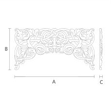 Elegant carved applique N-341 made of oak or beech &mdash; drawing