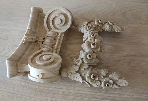 Carved wooden decorative elements for interior decoration