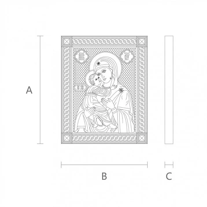 Drawing of the icon of the Mother of God IKN-001
