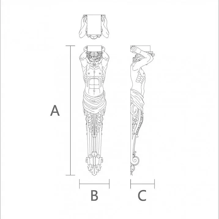 Декоративный кронштейн KR-051 для роскошного дома чертеж