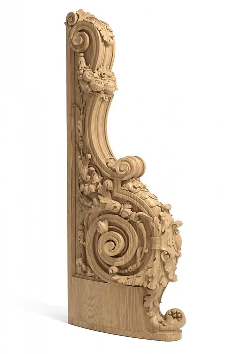 Carved wooden staircase post