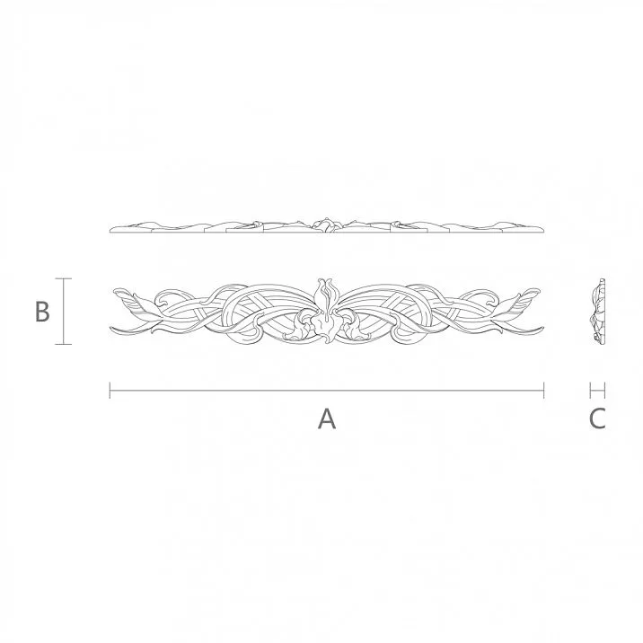 Oak or Beech Inlay N-057-1 with Carved Ornament Drawings