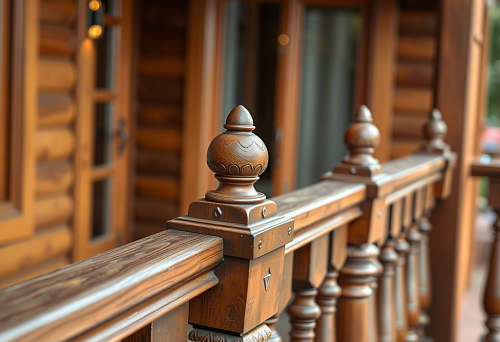 Wooden bala&scaron;iny on a balcony in Vladikavkaz &mdash; Architectural Gems of Northern Ossetia