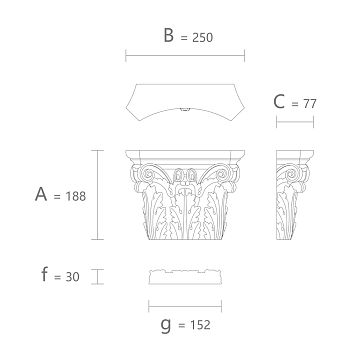 Buy decorative carved capital KLPU-013 from polyurethane for facade finishing
