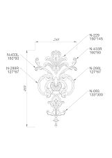 Wooden items with carved floral ornament and stucco