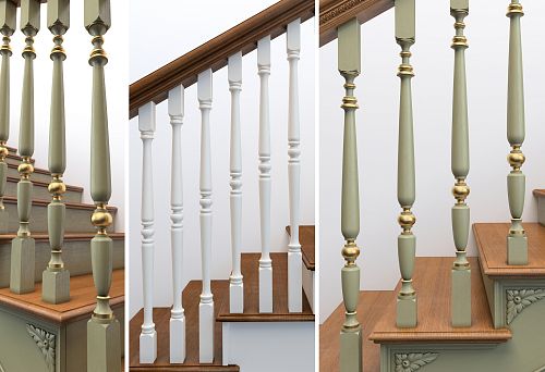 Combined balusters and handrails for staircase: classical