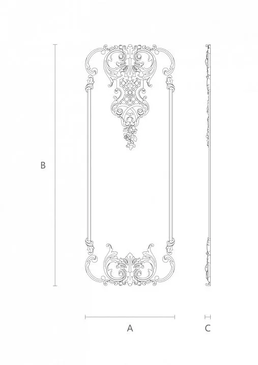 Схема комплект декора из дерева C-005-2 для мебели