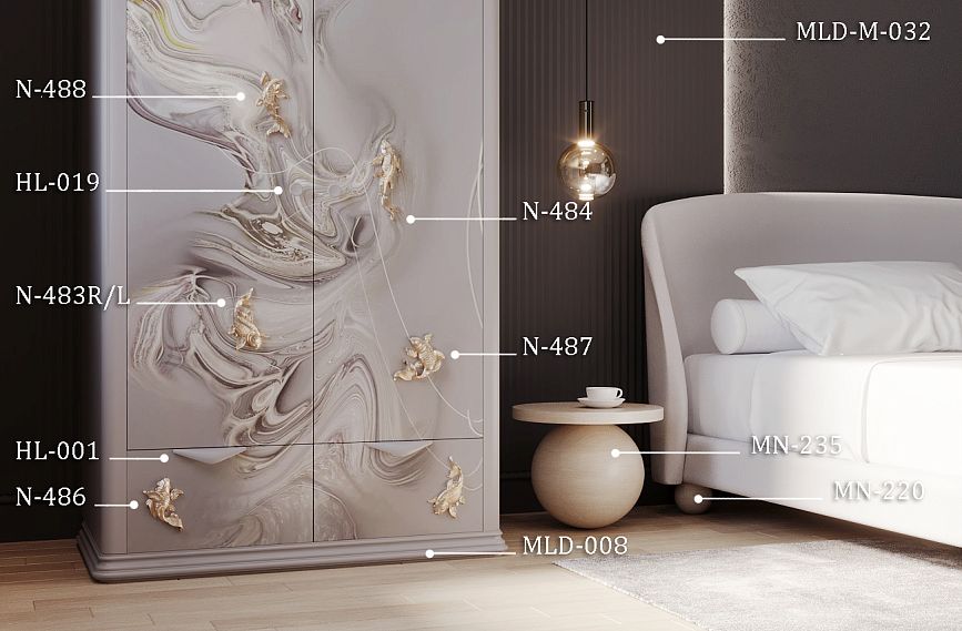 SKF-004 STAVROS Wardrobe with carved decorative elements