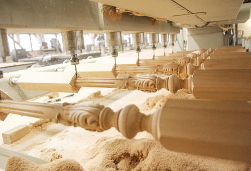 The process of producing carved wooden blanks on a modern CNC machine.