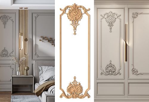 Carved Wooden Corners in Classic Style for Wall and Door Decoration