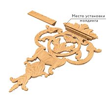 Резная накладка из бука и дуба MLD-2-1, фото места крепления молдинга