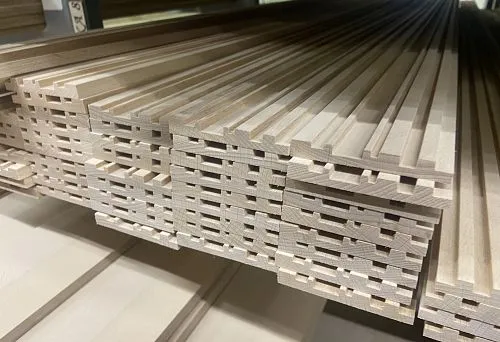 Decorative molding made of natural oak for interior decoration.