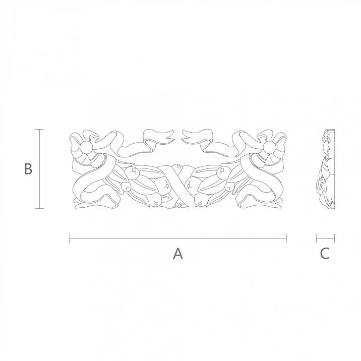 Natural wood product with hand carving N-150 drawing