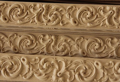 Close-up of Solid Oak Carved Edge for Wooden Table