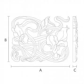 Floral Pattern on Carved Wooden Overlay N-275R