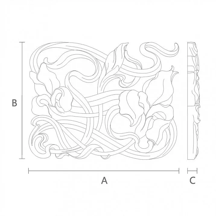 Plant pattern on wooden carved insert N-275R drawing