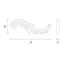 Schematic illustration of the dimensions of molded decor NPU-458R for mounting on walls or ceilings