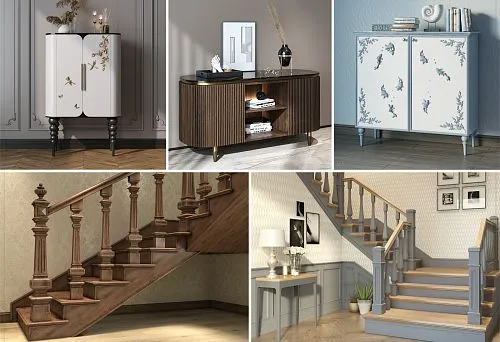 Elegant console made of wood and metal &ndash; a harmonious addition to modern interiors.