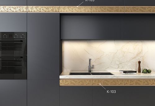 Modern Kitchen 2025 with Matte Dark Facades and Accent Decorative Inserts