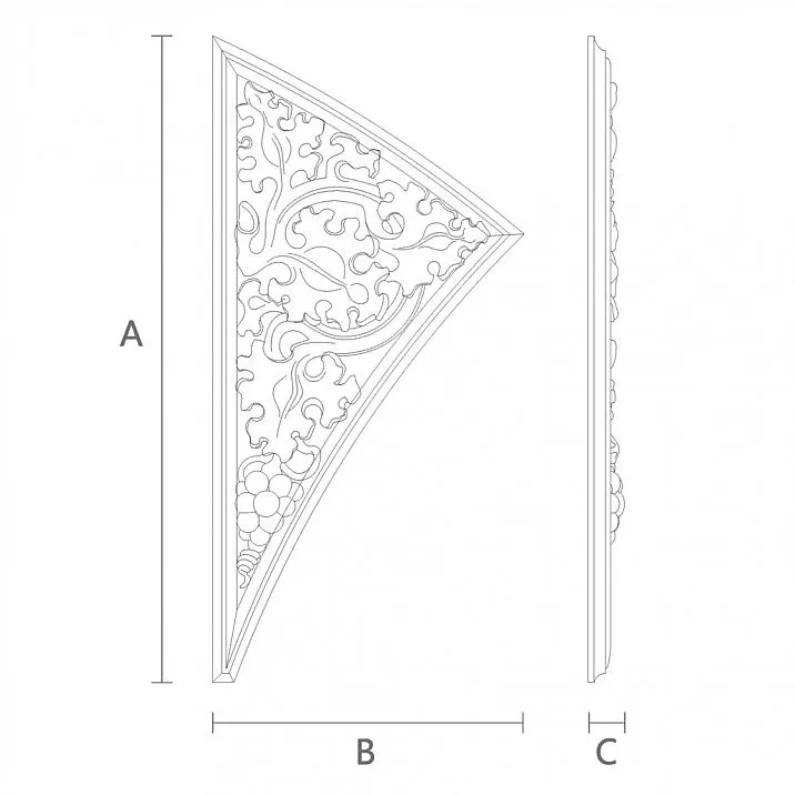Carved wooden interior decor overlay - N-351L drawing