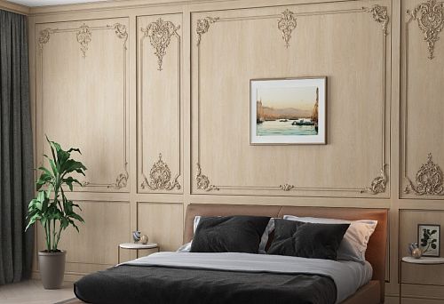 Boiserie wall panels in interior