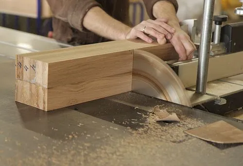 Processing Wooden Beam on Professional Machine.